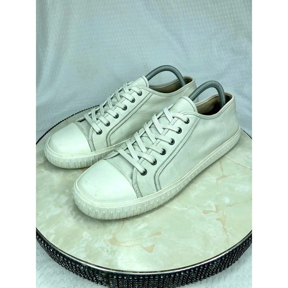 Eileen Fisher Leather Low Top Shoes Womens Sz 10 Cream Lace Up Comfort Sneakers